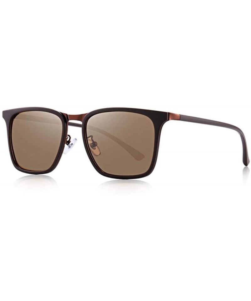 Sport DESIGN Men Square Polarized Sunglasses For Driving Outdoor Sports C01 Black - C04 Brown - CK18XGE385Z $17.29