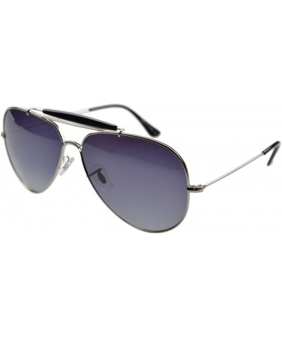 Sport Stainless Steel Frame Pilot Polarized Sunglasses Men Women - Silver - C81880RU2CZ $18.30
