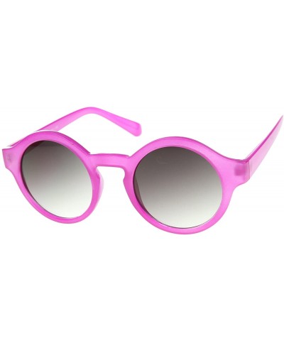 Round Women's Bright Pastel Color Retro Horn Rimmed Round Sunglasses 47mm - Fuchsia / Lavender - CZ12I21S8V3 $10.19