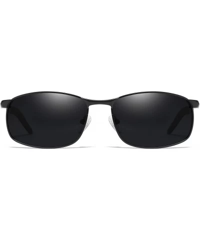 Rectangular Lightweight Rectangular Polarized Sunglasses UV400 Protection - Black - CC18A9Z8AW8 $23.18