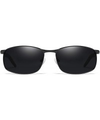 Rectangular Lightweight Rectangular Polarized Sunglasses UV400 Protection - Black - CC18A9Z8AW8 $14.61