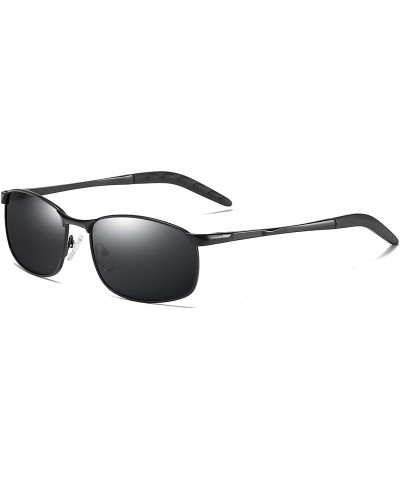 Rectangular Lightweight Rectangular Polarized Sunglasses UV400 Protection - Black - CC18A9Z8AW8 $14.61