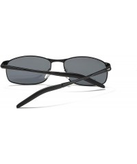 Rectangular Lightweight Rectangular Polarized Sunglasses UV400 Protection - Black - CC18A9Z8AW8 $14.61