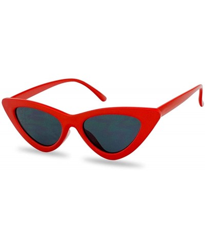 Goggle Retro Vintage Lolita Cat Eye Clout Goggle Style Tinted Lens Sunglasses - Red Frame - Black - CZ18EG6X0K9 $18.83