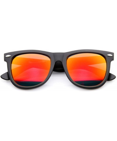 Wayfarer Oversized Horn Rimmed Sunglasses with Metal Rivets - Black Fire - CP11XOOCTHX $19.85