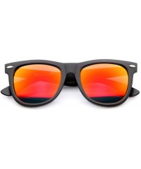 Wayfarer Oversized Horn Rimmed Sunglasses with Metal Rivets - Black Fire - CP11XOOCTHX $11.11