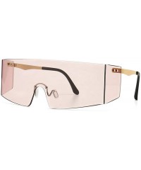 Oversized Oversized Shield Sunglasses Flat Top Gradient Lens Rimless Eyeglasses Women Men - Pink - CW199HR8XQR $27.00