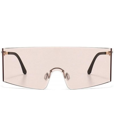 Oversized Oversized Shield Sunglasses Flat Top Gradient Lens Rimless Eyeglasses Women Men - Pink - CW199HR8XQR $27.00