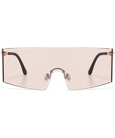 Oversized Oversized Shield Sunglasses Flat Top Gradient Lens Rimless Eyeglasses Women Men - Pink - CW199HR8XQR $27.00