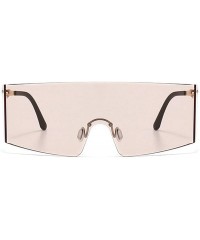 Oversized Oversized Shield Sunglasses Flat Top Gradient Lens Rimless Eyeglasses Women Men - Pink - CW199HR8XQR $27.00