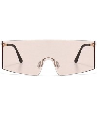 Oversized Oversized Shield Sunglasses Flat Top Gradient Lens Rimless Eyeglasses Women Men - Pink - CW199HR8XQR $13.31