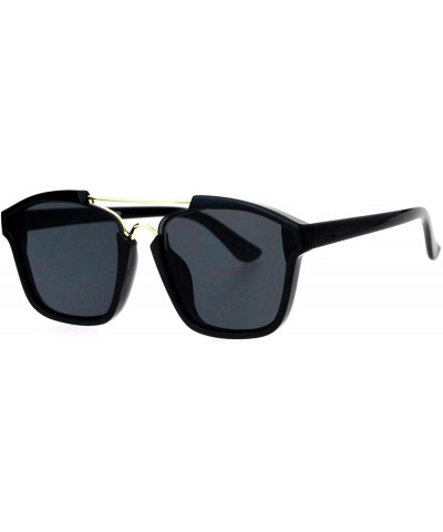 Square Unisex Designer Fashion Sunglasses Hipster Square Frame Flat Lens UV 400 - Black Gold - CS188K8I7YZ $19.85