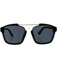 Square Unisex Designer Fashion Sunglasses Hipster Square Frame Flat Lens UV 400 - Black Gold - CS188K8I7YZ $12.61