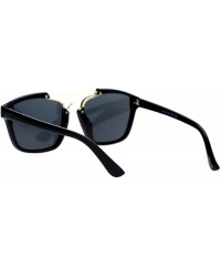 Square Unisex Designer Fashion Sunglasses Hipster Square Frame Flat Lens UV 400 - Black Gold - CS188K8I7YZ $12.61
