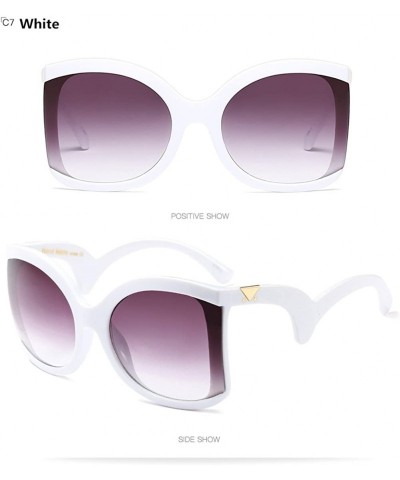 Goggle 2018 Clear Oversized Square Sunglasses Women Gradient Super Star Fashion Brand - White - CD189KNGK3R $13.49