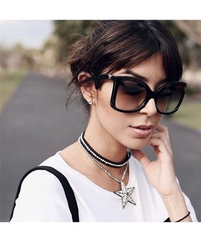 Goggle 2018 Clear Oversized Square Sunglasses Women Gradient Super Star Fashion Brand - White - CD189KNGK3R $13.49