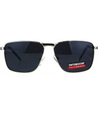 Rectangular Mens Rectangular Metal Frame Classic Officer Sunglasses - Silver Black - CH180SZDZ9Z $15.33