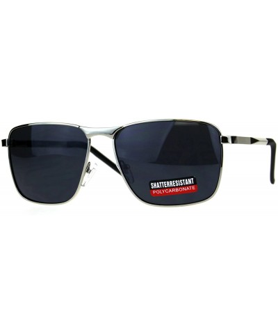 Rectangular Mens Rectangular Metal Frame Classic Officer Sunglasses - Silver Black - CH180SZDZ9Z $15.33