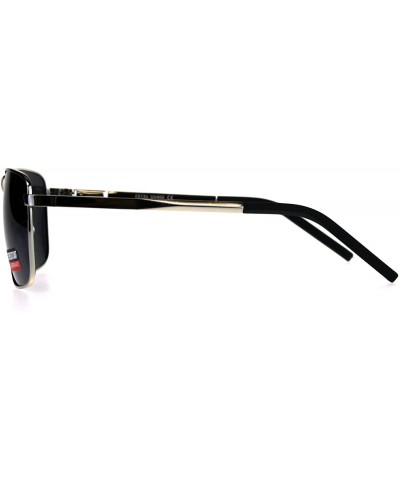 Rectangular Mens Rectangular Metal Frame Classic Officer Sunglasses - Silver Black - CH180SZDZ9Z $15.33