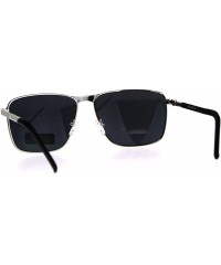 Rectangular Mens Rectangular Metal Frame Classic Officer Sunglasses - Silver Black - CH180SZDZ9Z $23.60