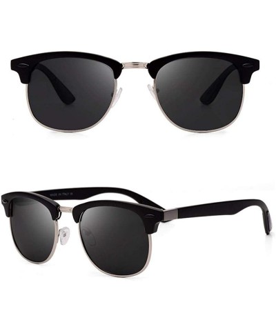 Oversized Classic Brand Polarized Sunglasses Men Women Vintage Retro Black Black C01 - Black Black C01 - CX18XE0OHKW $17.60