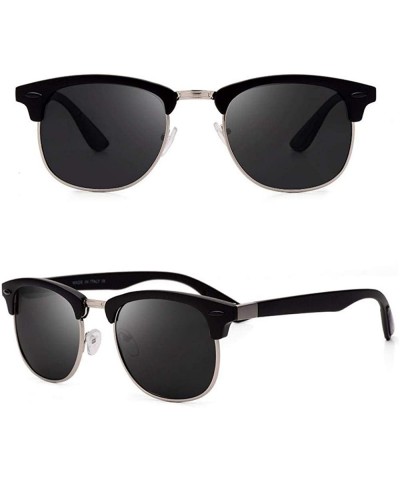 Oversized Classic Brand Polarized Sunglasses Men Women Vintage Retro Black Black C01 - Black Black C01 - CX18XE0OHKW $9.75