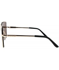 Oversized Womens Luxury Nouveau Metal Half Rim Oversize Rectangle Sunglasses - Gold Brown Mirror - C918W8IR5TN $14.61