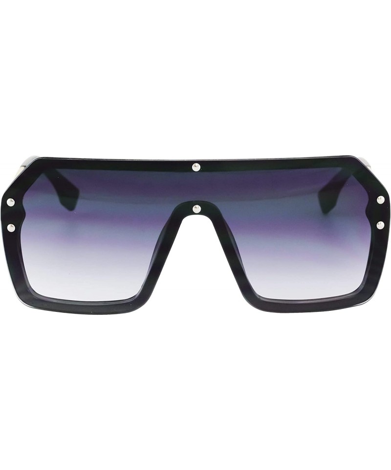 Oversized Retro Oversized Shield Sunglasses Rimless Flat Top Mirror Glasses Women Men - Black Gradient - C218XRKKLA8 $12.04