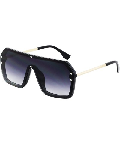 Oversized Retro Oversized Shield Sunglasses Rimless Flat Top Mirror Glasses Women Men - Black Gradient - C218XRKKLA8 $12.04