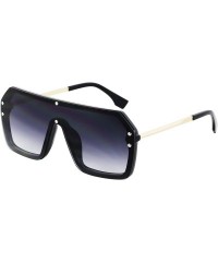 Oversized Retro Oversized Shield Sunglasses Rimless Flat Top Mirror Glasses Women Men - Black Gradient - C218XRKKLA8 $12.04