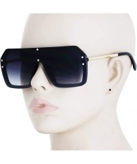 Oversized Retro Oversized Shield Sunglasses Rimless Flat Top Mirror Glasses Women Men - Black Gradient - C218XRKKLA8 $12.04