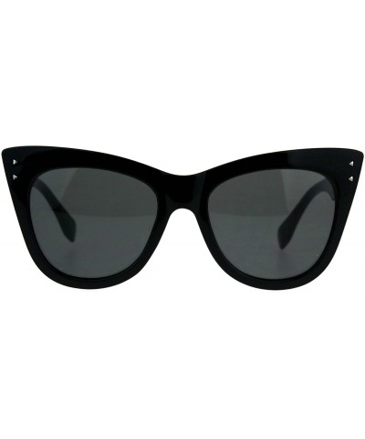 Cat Eye Womens Mod Thick Oversize Cat Eye Diva Plastic Sunglasses - Solid Black Black - CQ18CC7KKR4 $25.54