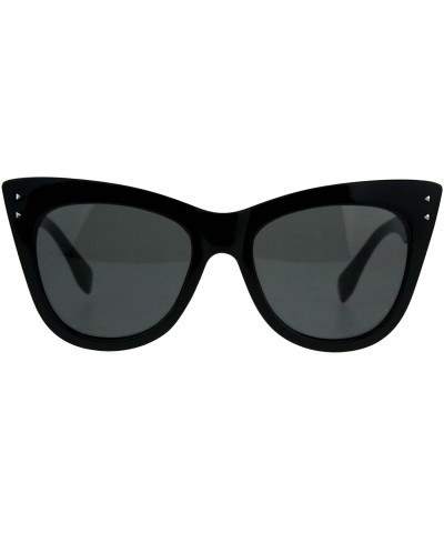 Womens Mod Thick Oversize Cat Eye Diva Plastic Sunglasses - Solid Black ...