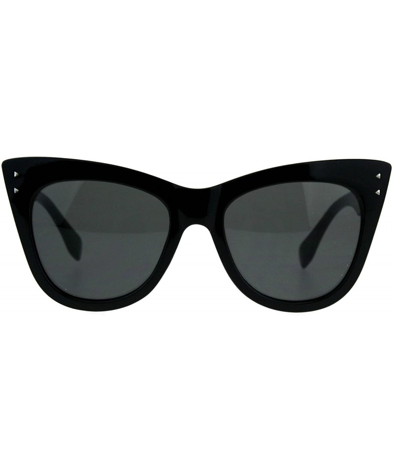 Cat Eye Womens Mod Thick Oversize Cat Eye Diva Plastic Sunglasses - Solid Black Black - CQ18CC7KKR4 $12.95