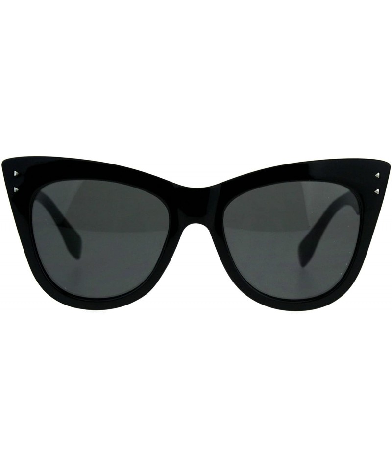 Cat Eye Womens Mod Thick Oversize Cat Eye Diva Plastic Sunglasses - Solid Black Black - CQ18CC7KKR4 $12.95