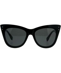 Cat Eye Womens Mod Thick Oversize Cat Eye Diva Plastic Sunglasses - Solid Black Black - CQ18CC7KKR4 $12.95