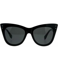 Cat Eye Womens Mod Thick Oversize Cat Eye Diva Plastic Sunglasses - Solid Black Black - CQ18CC7KKR4 $12.95