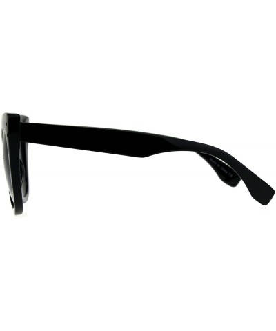 Cat Eye Womens Mod Thick Oversize Cat Eye Diva Plastic Sunglasses - Solid Black Black - CQ18CC7KKR4 $12.95