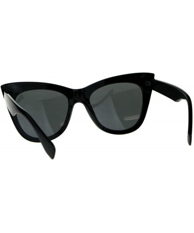 Womens Mod Thick Oversize Cat Eye Diva Plastic Sunglasses - Solid Black ...