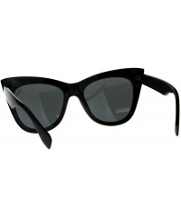 Cat Eye Womens Mod Thick Oversize Cat Eye Diva Plastic Sunglasses - Solid Black Black - CQ18CC7KKR4 $12.95