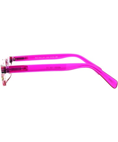 Semi-rimless Magnified Lens Reading Glasses Cropped Flat Top Half Rim Spring Hinge - Fuchsia - CX1989420WR $7.94