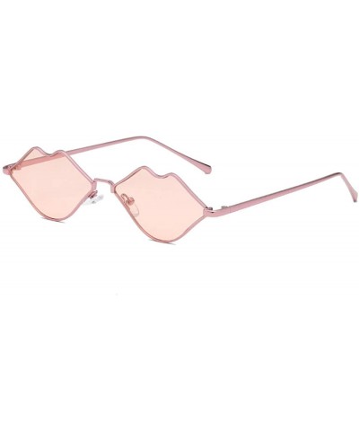 Rectangular Fashion Lips Frame Plastic Lenses small Women Sunglasses UV400 - Pink - CJ18NH58754 $20.18