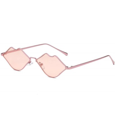 Rectangular Fashion Lips Frame Plastic Lenses small Women Sunglasses UV400 - Pink - CJ18NH58754 $11.27