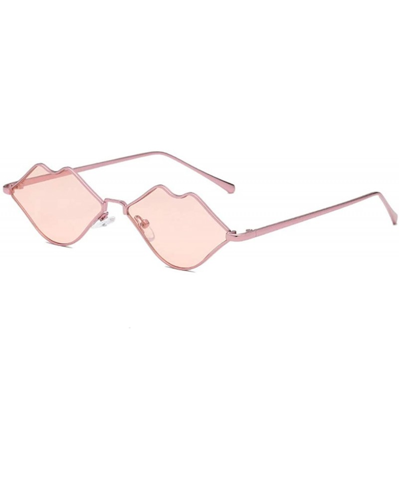 Rectangular Fashion Lips Frame Plastic Lenses small Women Sunglasses UV400 - Pink - CJ18NH58754 $11.27