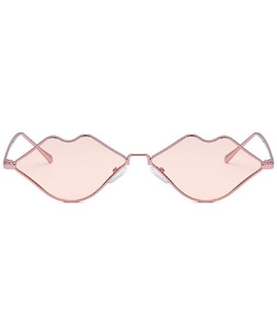 Rectangular Fashion Lips Frame Plastic Lenses small Women Sunglasses UV400 - Pink - CJ18NH58754 $11.27