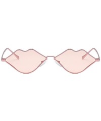 Rectangular Fashion Lips Frame Plastic Lenses small Women Sunglasses UV400 - Pink - CJ18NH58754 $11.27