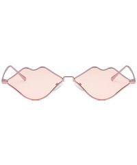 Rectangular Fashion Lips Frame Plastic Lenses small Women Sunglasses UV400 - Pink - CJ18NH58754 $11.27