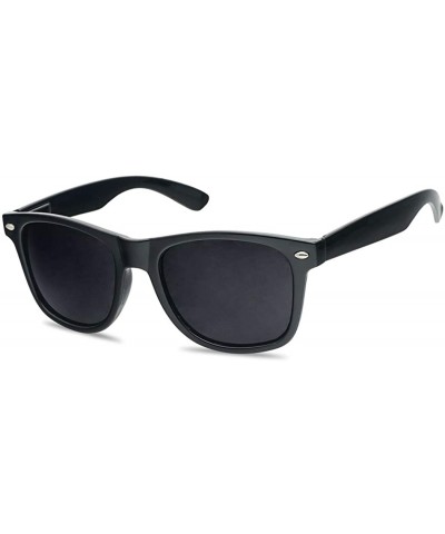 Round Classic Black 80's Styles Sunglasses with Super Dark Solid Black Lenses - CF1206N3B85 $18.95