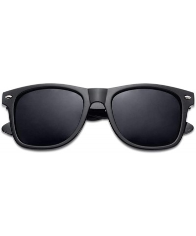 Round Classic Black 80's Styles Sunglasses with Super Dark Solid Black Lenses - CF1206N3B85 $10.61