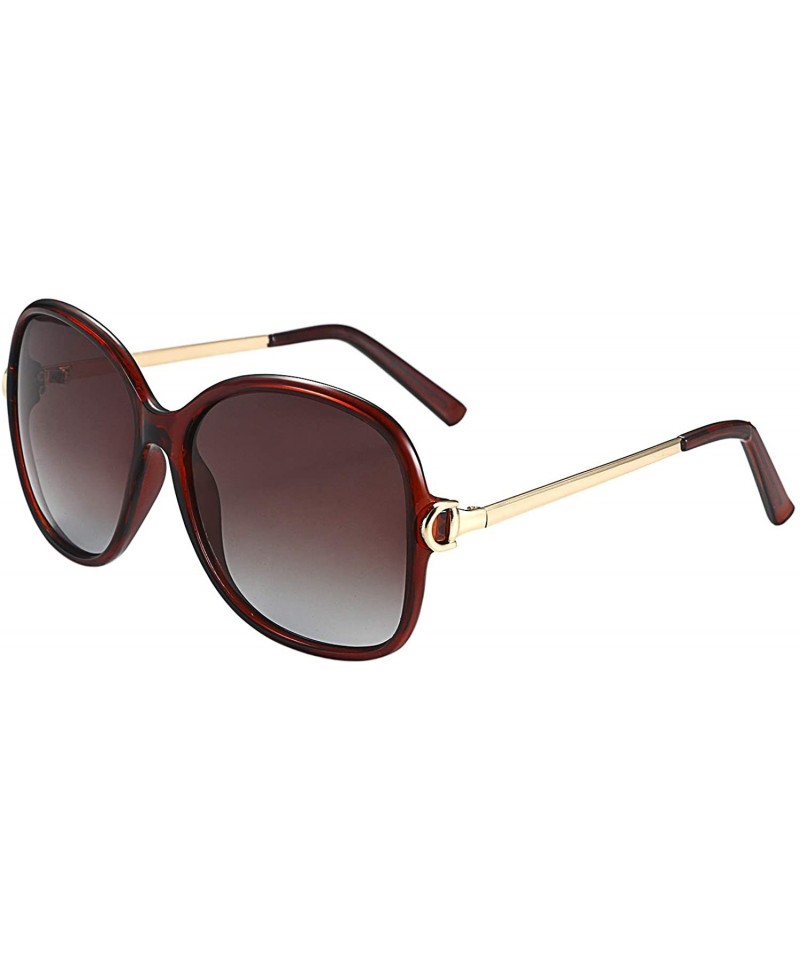 Oversized Oversized Sunglasses Big Large Women Square Wide Black Brown Retro Trendy - Brown - CA1938MWQMG $12.09